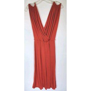 Vintage 1980s Red Wrap Front Grecian Goddess Shoulder Sexy Dress Size Small